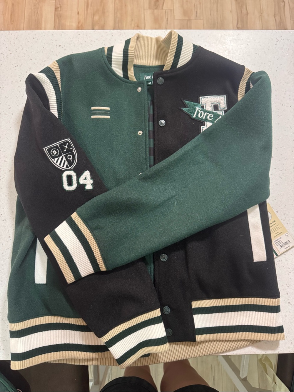 Fore All Women's Green & Black Varsity Jacket - Picture 2 of 10